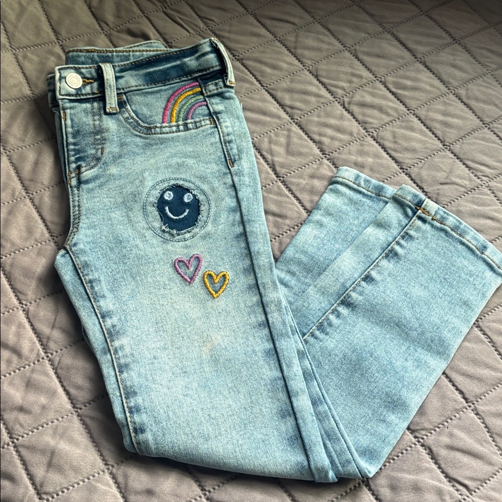 Jumping Beans Light Blue Denim with Colorful Embroidery . NWT